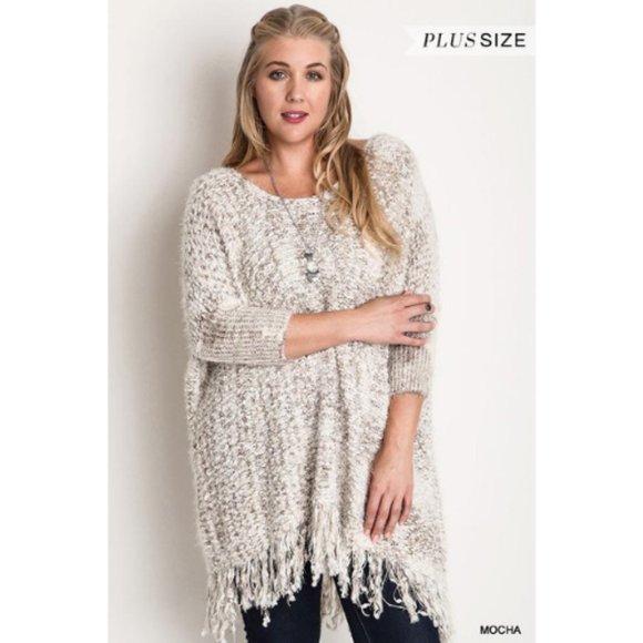 Women’s White Chunky Knit Sweater Frayed Trim - Picture 1 of 6